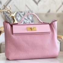Hermes 24/24 29 Bags In Pink Clemence Calfskin