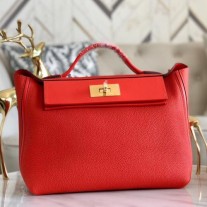 Hermes 24/24 29 Bags In Red Clemence Calfskin
