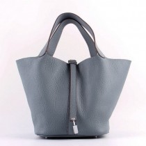 Hermes Picotin Lock Bags In Blue Lin Leather