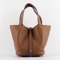 Hermes Picotin Lock Bags In Brown Leather