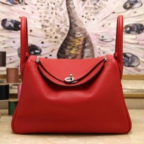 Hermes Red Clemence Lindy 34cm Bags