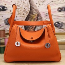 Hermes Orange Clemence Lindy 30cm Bags