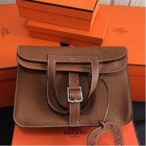 Hermes Halzan Bags In Brown Clemence Leather