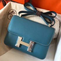 Hermes Epsom Constance 24cm Blue Jean Handmade Bags