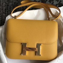 Hermes Epsom Constance 24cm Jaune Handmade Bags
