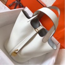 Hermes White Picotin Lock MM 22cm Handmade Bags