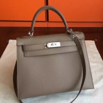 Hermes Etoupe Epsom Kelly 32cm Sellier Handmade Bags