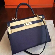 Hermes Sapphire Epsom Kelly 32cm Sellier Handmade Bags