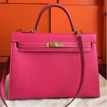 Hermes Rose Tyrien Epsom Kelly 32cm Sellier Handmade Bags