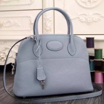 Hermes Bolide Tote Bags In Lake Blue Leather