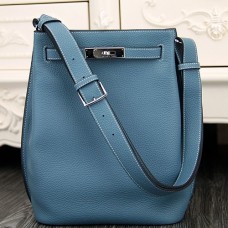 Hermes So Kelly 22cm Bags In Jean Blue Leather