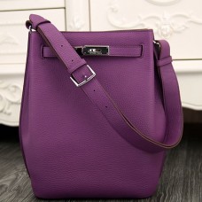 Hermes So Kelly 22cm Bags In Purple Leather