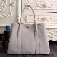 Hermes Small Garden Party 30cm Tote In White Leather