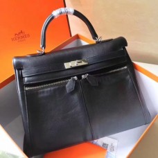 Hermes Black Kelly Lakis 35cm Handmade Bags
