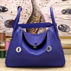 Hermes Blue Electric Clemence Lindy 34cm Bags