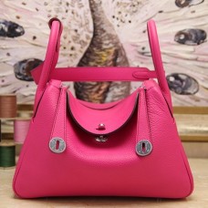 Hermes Rose Red Clemence Lindy 30cm Bags