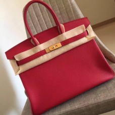 Hermes Red Clemence Birkin 30cm Handmade Bags