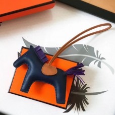 Hermes Rodeo Horse Bags Charm In Navy/Camarel/Purple Leather