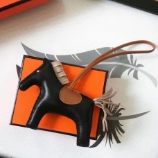 Hermes Rodeo Horse Bags Charm In Black/Camarel/Grey Leather