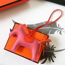Hermes Rodeo Horse Bags Charm In Pink/Orange Leather