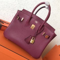 Hermes Ruby Clemence Birkin 25cm Handmade Bags