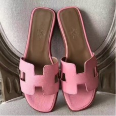 Hermes Oran Sandals In Pink Epsom Leather