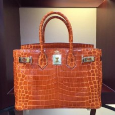 Hermes Birkin 30cm 35cm Bags In Orange Crocodile Leather