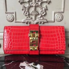 Hermes Medor Clutch Bags In Cherry Crocodile Leather