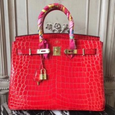 Hermes Birkin 30cm 35cm Bags In Cherry Crocodile Leather