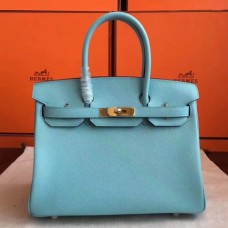 Hermes Blue Atoll Epsom Birkin 30cm Handmade Bags