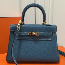Hermes Blue Jean Clemence Kelly 20cm GHW Bags
