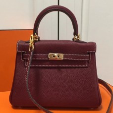 Hermes Bordeaux Clemence Kelly 20cm GHW Bags