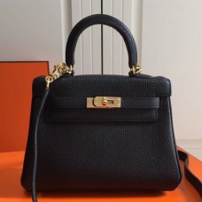 Hermes Black Clemence Kelly 20cm GHW Bags