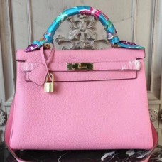 Hermes Pink Clemence Kelly 28cm Bags
