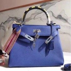 Hermes Blue Kelly 28cm Bags With Zigzag Handle