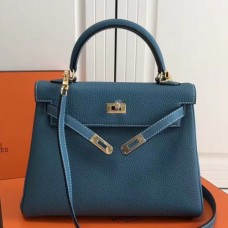 Hermes Blue Jean Clemence Kelly 25cm GHW Bags