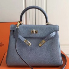 Hermes Blue Lin Clemence Kelly 25cm GHW Bags