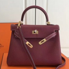 Hermes Bordeaux Clemence Kelly 25cm GHW Bags