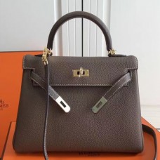 Hermes Etoupe Clemence Kelly 25cm GHW Bags
