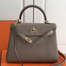 Hermes Grey Clemence Kelly 25cm GHW Bags