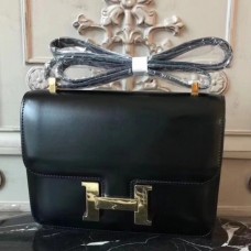 Hermes Black Constance MM 24cm Box Leather Bags
