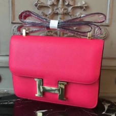 Hermes Red Constance MM 24cm Epsom Leather Bags