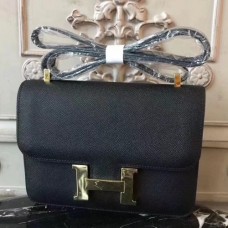 Hermes Black Constance MM 24cm Epsom Leather Bags
