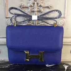Hermes Blue Electric Constance MM 24cm Epsom Leather Bags