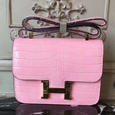 Hermes Pink Constance MM 24cm Crocodile Bags