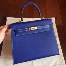 Hermes Electric Blue Epsom Kelly 25cm Sellier Handmade Bags