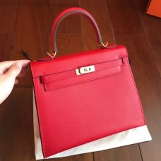 Hermes Red Epsom Kelly 25cm Sellier Handmade Bags