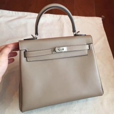 Hermes Grey Swift Kelly 25cm Retourne Handmade Bags