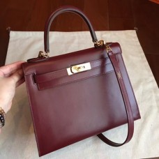 Hermes Bordeaux Box Kelly Retourne 28cm Handmade Bags