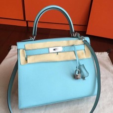 Hermes Blue Atoll Epsom Kelly Sellier 28cm Handmade Bags